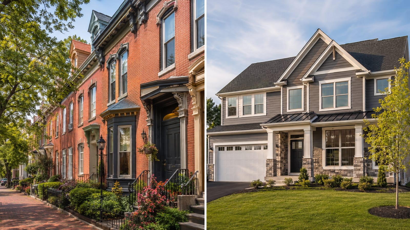 Frederick County homes ranging from historic Victorian rowhomes downtown to new-construction homes in Urbana, MD