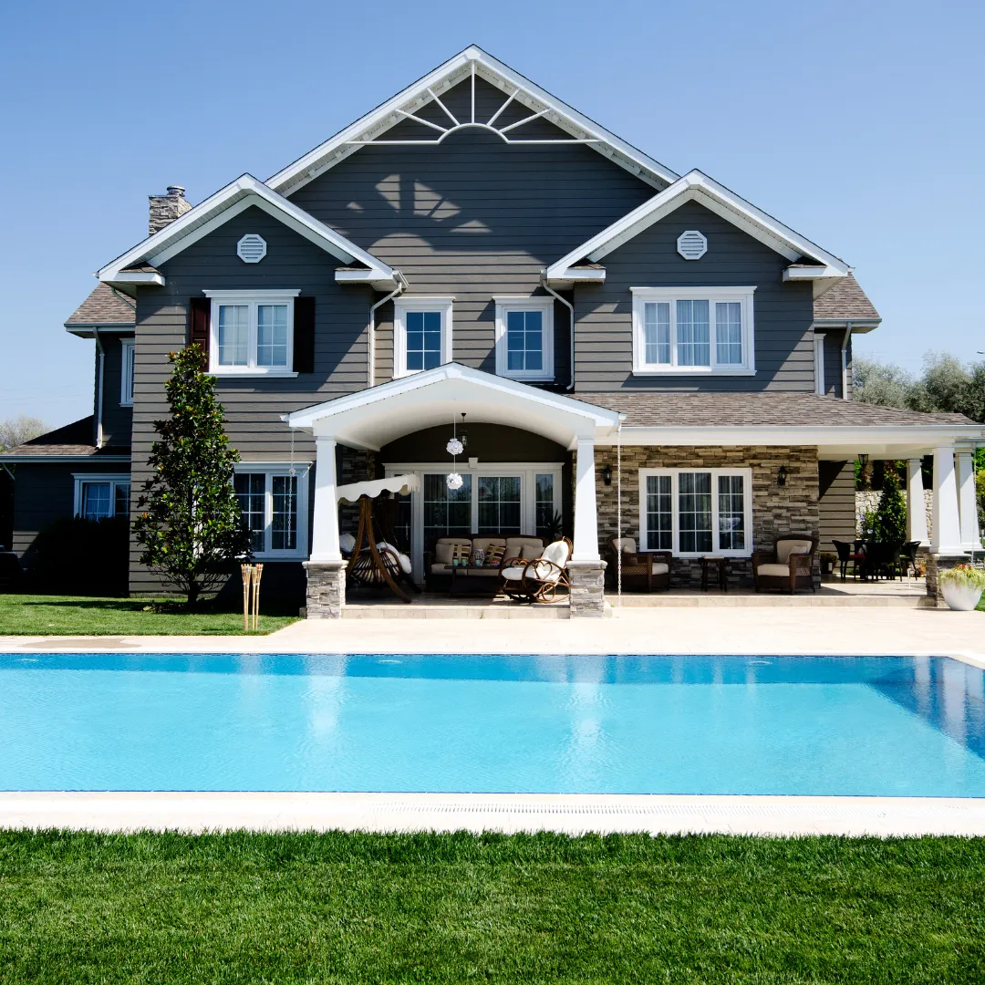 A spacious home with a landscaped yard